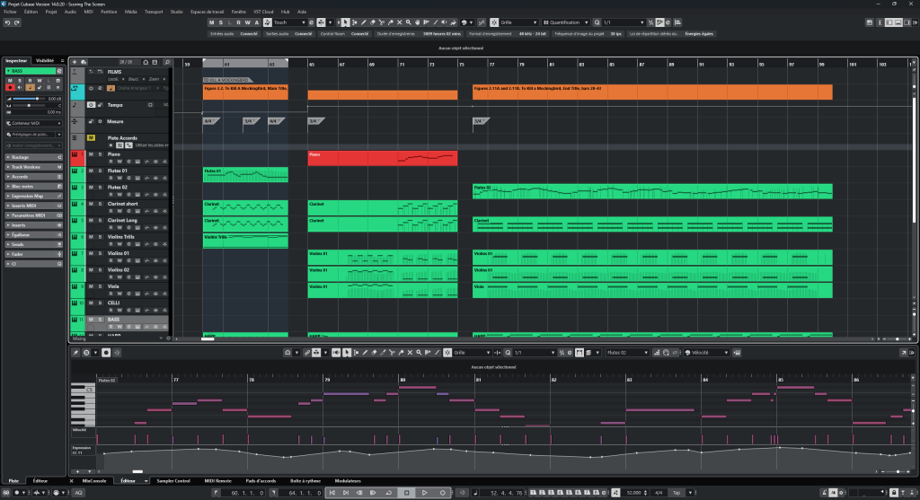 Vue streaming d'un cours de composition, théorie musicale et sound design en haute définition et MAO pour de la musique rock, métal, jazz, blues, pop et musique de film.